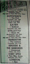 The Roxy Newspaper Advery 1977